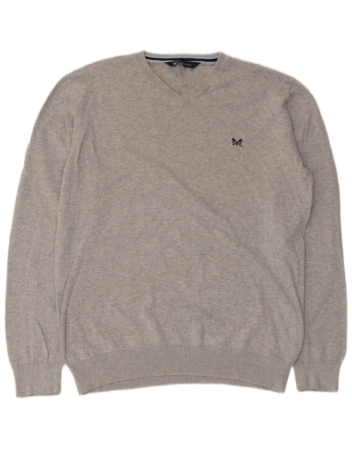 Besætningstøj Herre V-hals sweater Stor grå bomuld