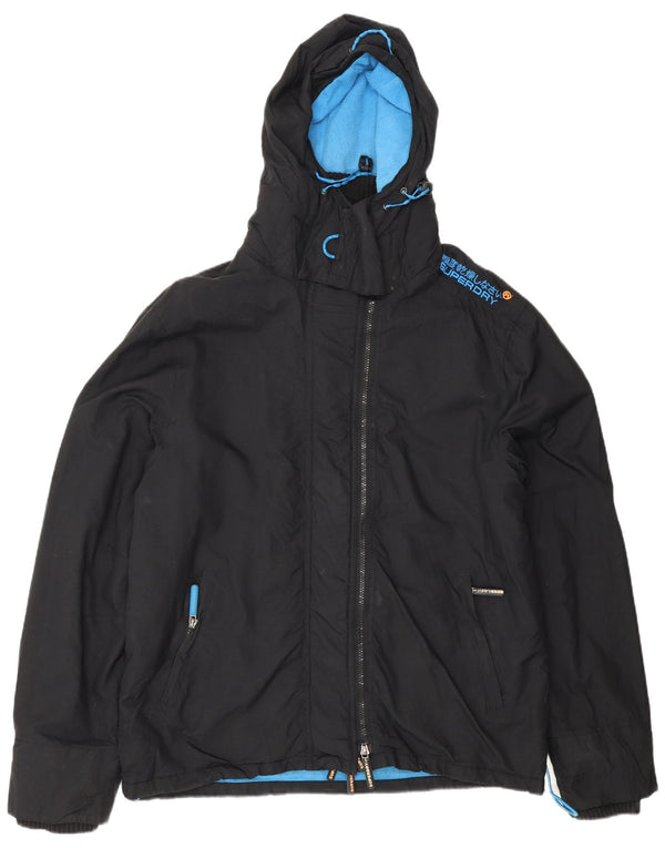 Superdry Windcheater Sherpa Windbreaker-jakke med hætte til mænd UK 44 2XL Sort
