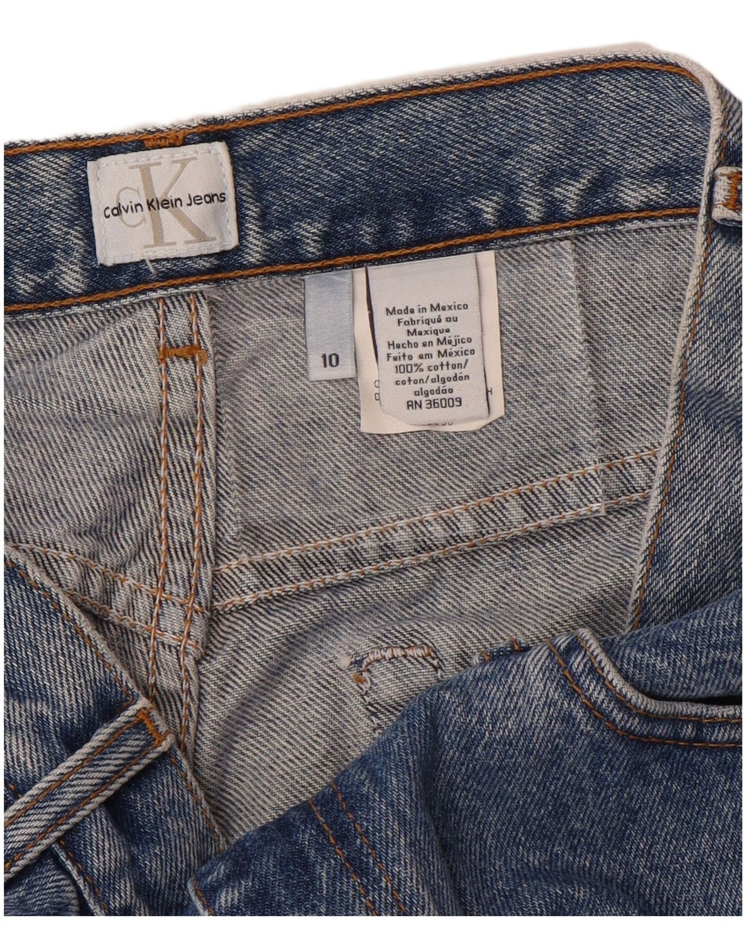 CALVIN KLEIN Dame-tilspidsede jeans US 10 Large W28 L28 Blå Bomuld