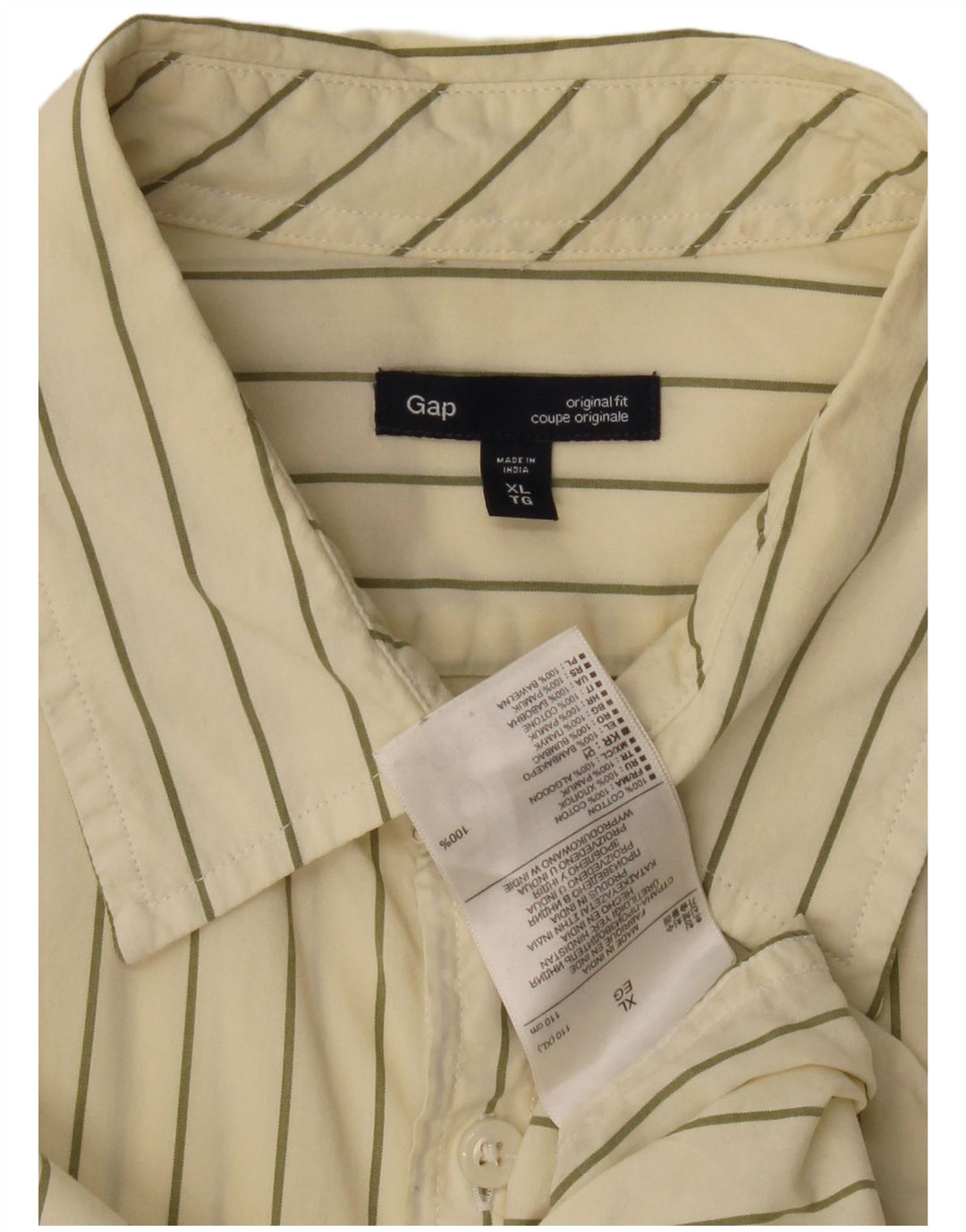 Gap Herre Original Fit Shirt XL Beige nålestribet bomuld