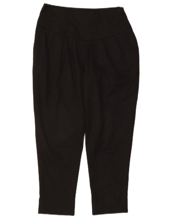 Reiss højtaljede cropped bukser til kvinder UK 10 Small W27 L24 Sort viskose
