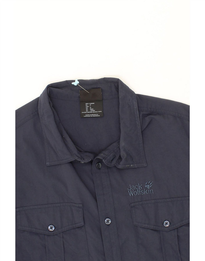 JACK WOLFSKIN Mens Shirt UK 36/38 Small Navy Blue Polyamide Vintage Jack Wolfskin and Second-Hand Jack Wolfskin from Messina Hembry 