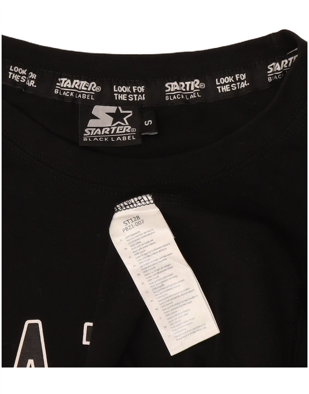 STARTER Grafisk T-shirt top til mænd Small Black Colourblock Bomuld