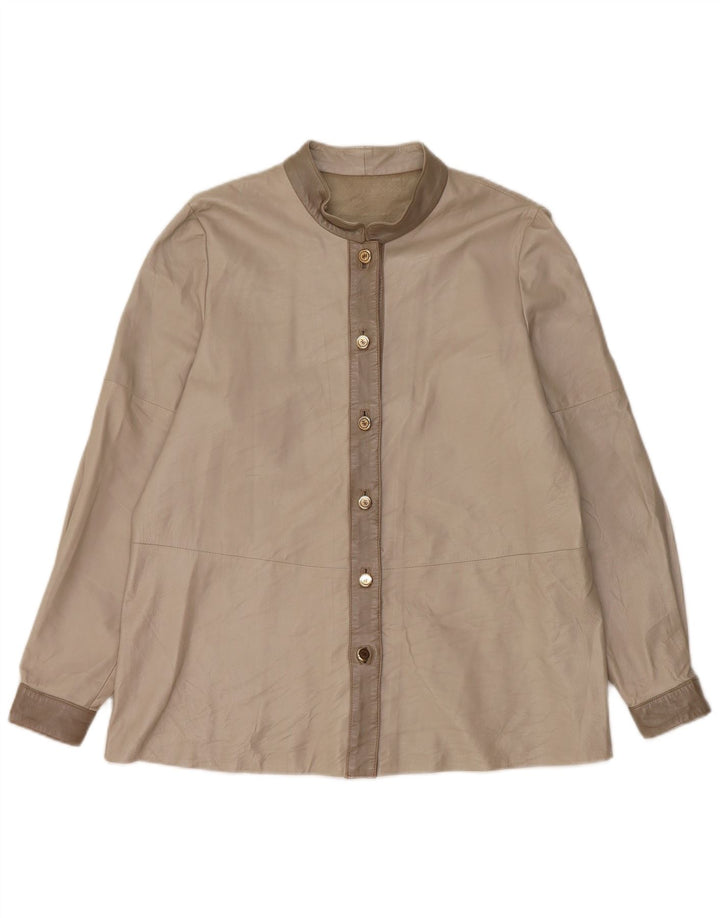 Vintage læderjakke til kvinder IT 44 Medium Grey Colourblock læder