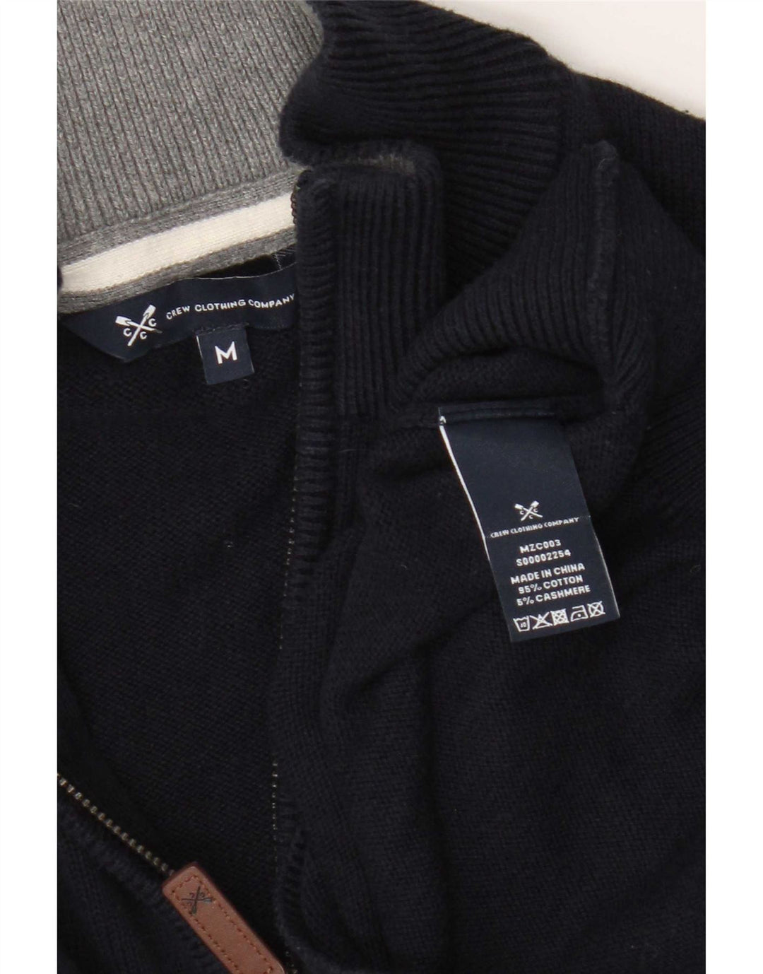 Besætningstøj Herre Zip Neck Jumper Sweater Medium Navyblå Bomuld
