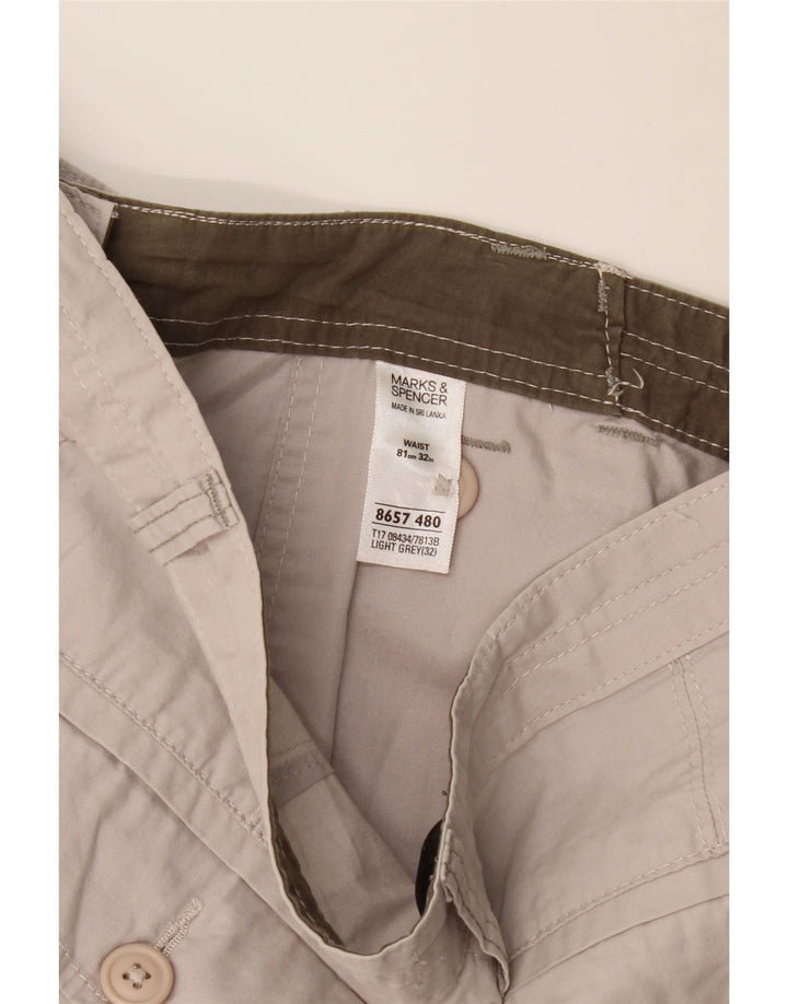 MARKS & SPENCER Herre Cargo Shorts W32 Medium Grey Bomuld