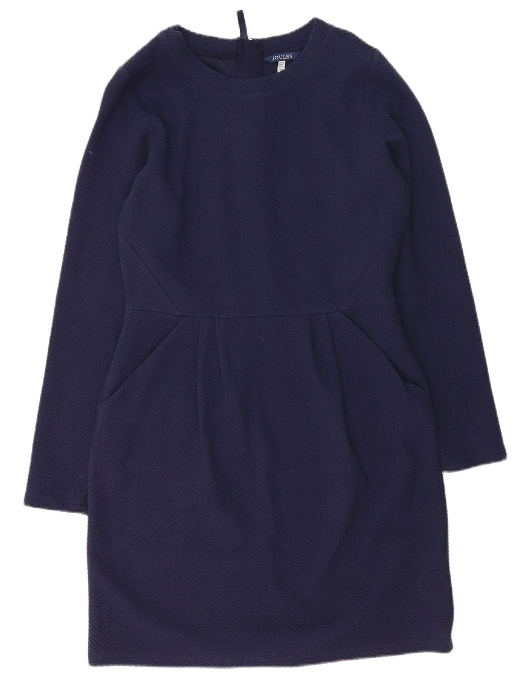 JOULES Dame Langærmet Skede Kjole UK 12 Medium Navy Blue Bomuld