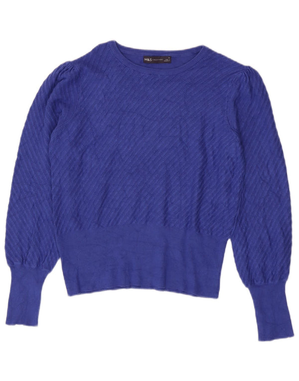 Marks & Spencer Dame Boat Neck Jumper Sweater UK 12 Medium Blue