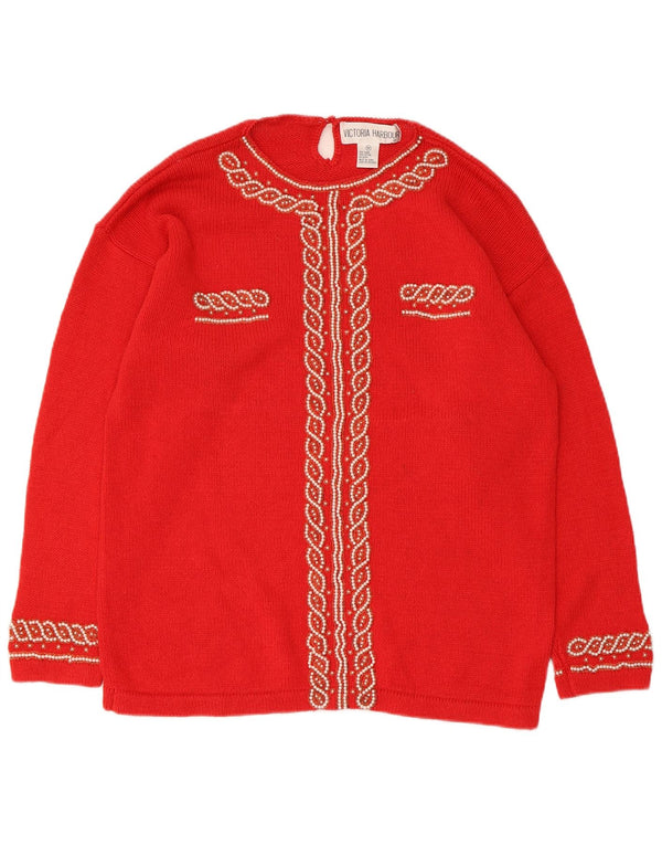 Victoria Harbour Dame Boat Neck Jumper Sweater UK 14 Medium Red Ramie