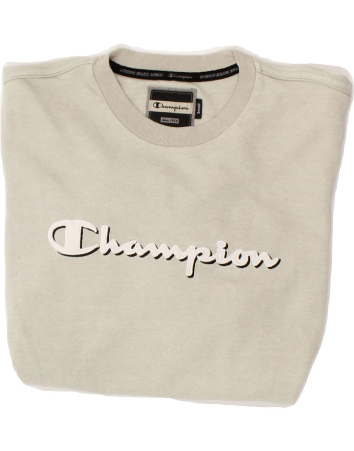 CHAMPION Mens Graphic Sweatshirt Jumper Small Grey Cotton Vintage Champion and Second-Hand Champion from Messina Hembry 