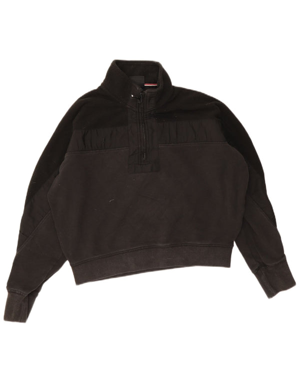 Superdry Womens Oversized Crop Sweatshirt Jumper UK 12 Medium Black