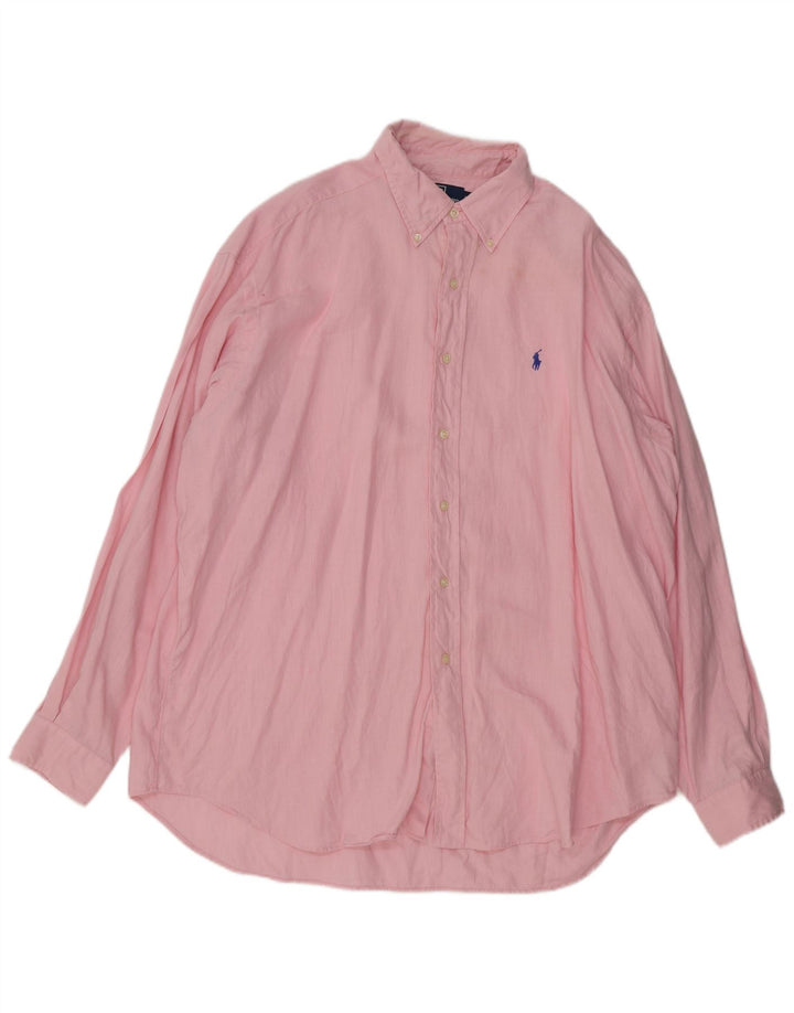 POLO RALPH LAUREN Herre Blake Oversized skjorte XL Pink Linen