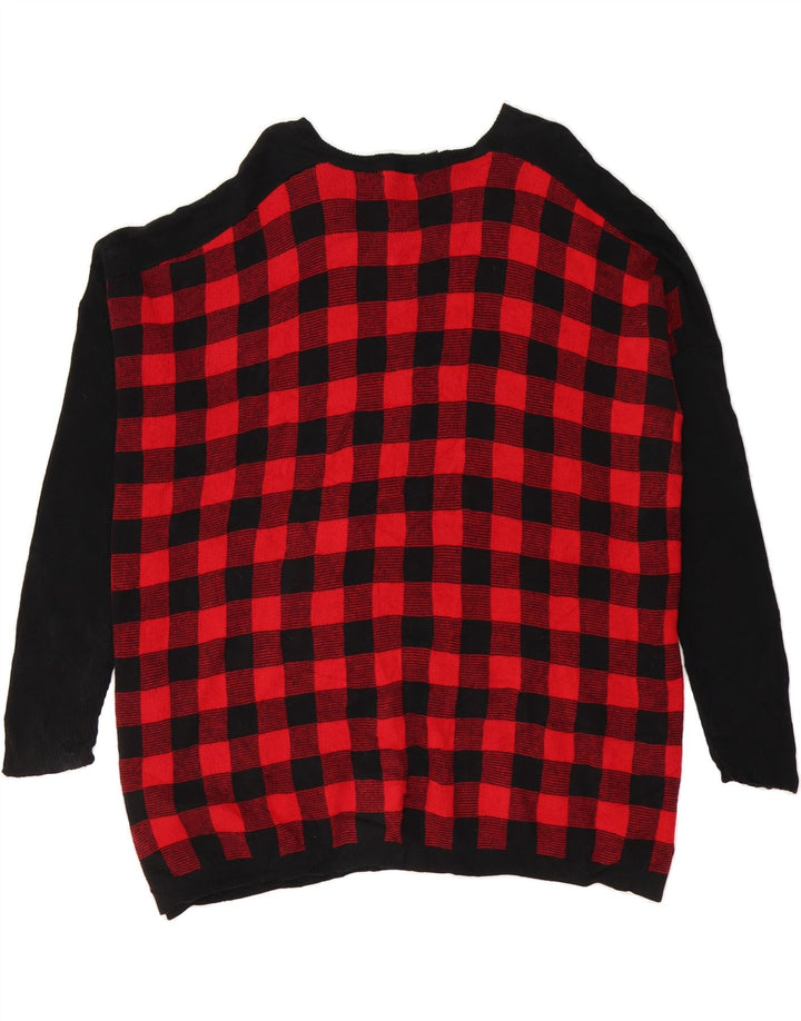 CHAPS Mens Boat Neck Jumper Sweater XL Red Check Cotton Vintage Chaps and Second-Hand Chaps from Messina Hembry 