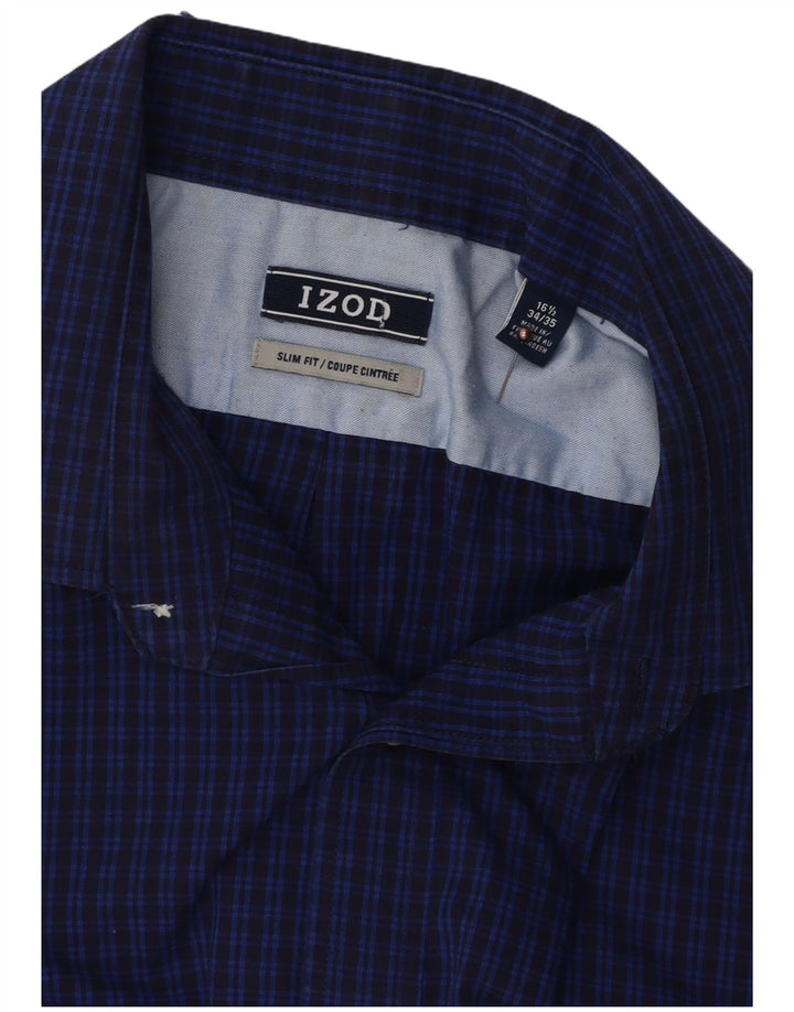 IZOD Herre Slim Fit skjorte str. 16 1/2 Stor blå ternet bomuld