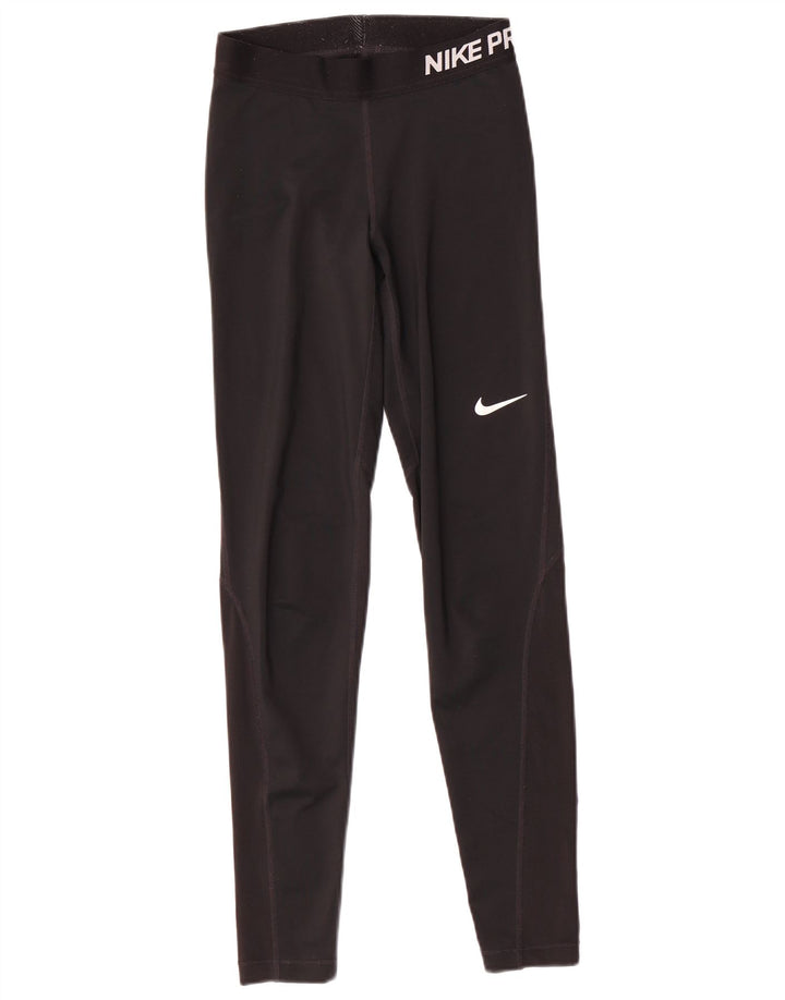Nike Dame Dri Fit Grafiske Leggings UK 6 XS Sort Polyester