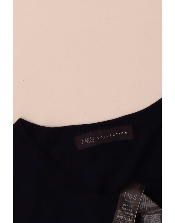 Marks & Spencer Dame Cardigan Sweater UK 14 Large Navy Blue Viscose