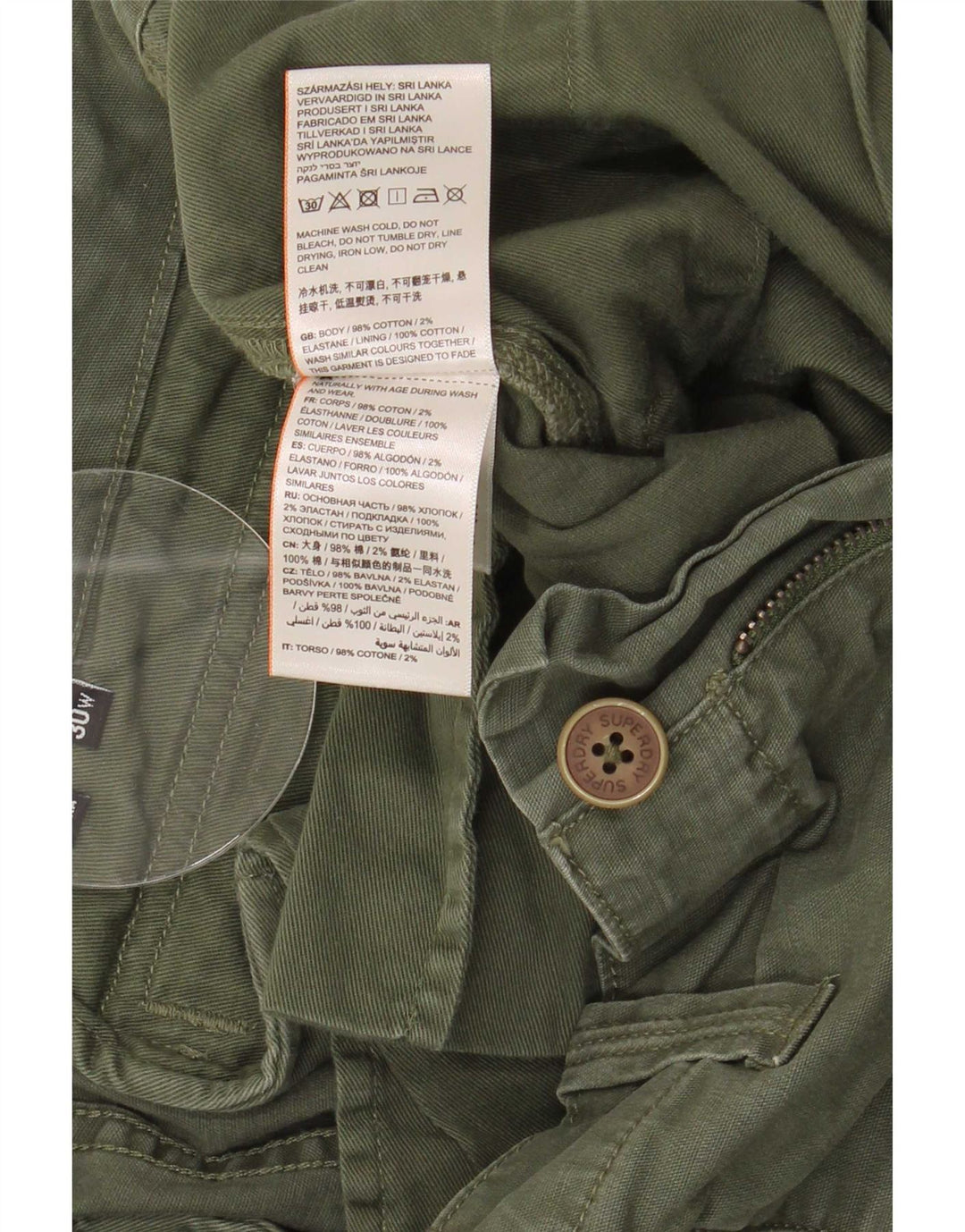 Superdry Cargo Shorts til mænd W30 mellemgrøn bomuld