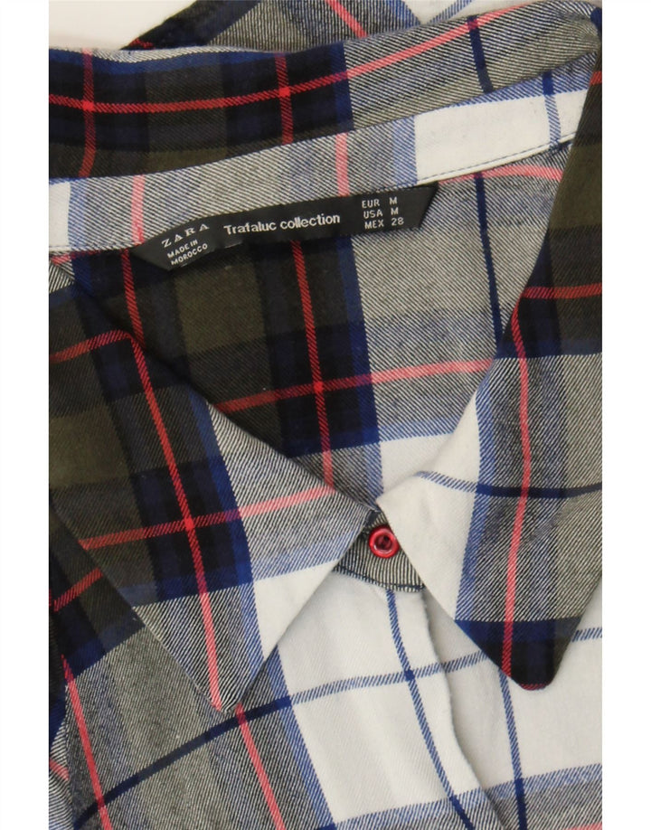 ZARA Womens Flannel Shirt UK 14 Medium Green Check Vintage Zara and Second-Hand Zara from Messina Hembry 