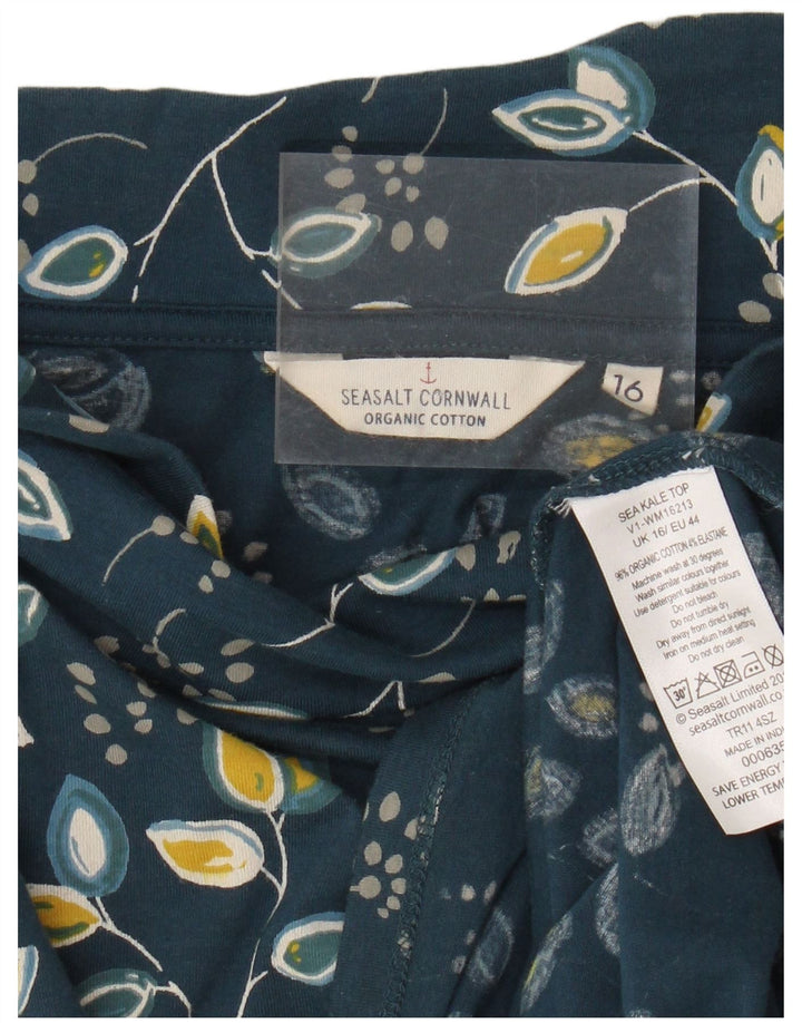 Seasalt Cornwall Dame 3/4 ærmet bluse Top UK 16 Large Blue Floral