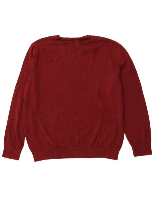 NAUTICA Herre V-hals sweater Stor rødbrun bomuld