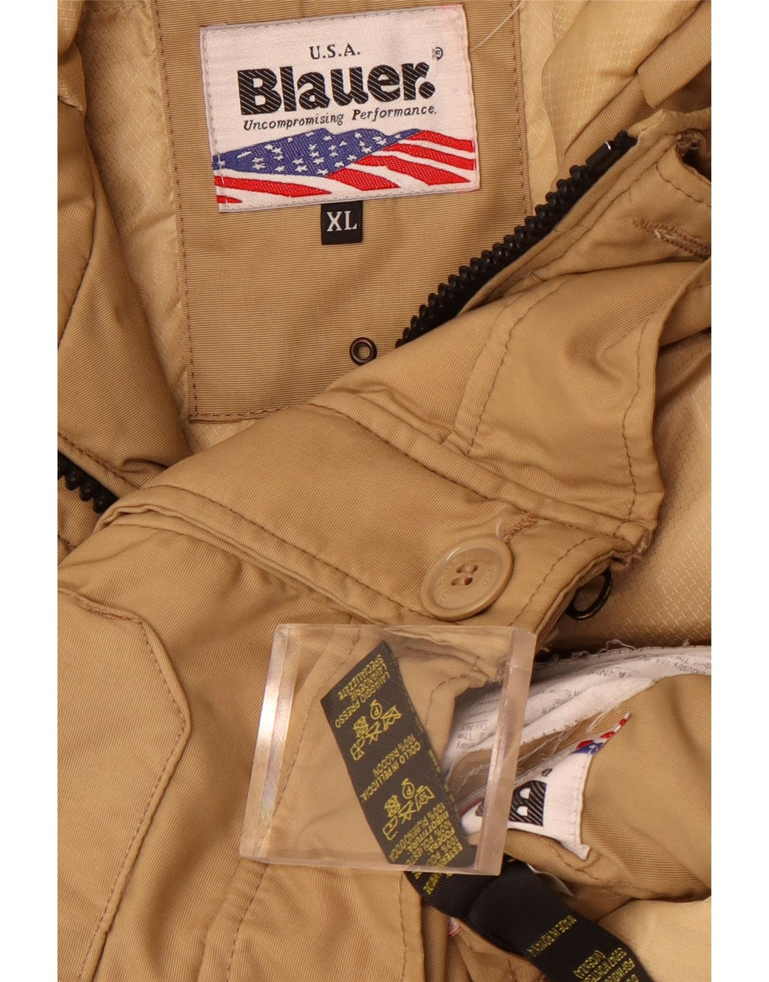 Blauer Military Bomber Jacket med hætte til mænd UK 42 XL Beige Polyamid