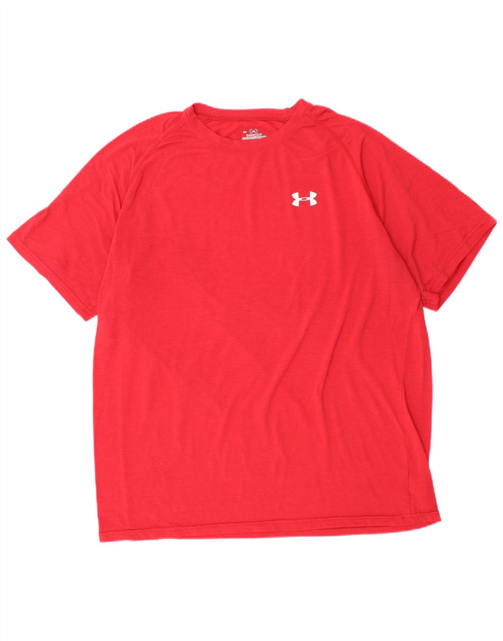 UNDER ARMOUR Herre Heat Gear T-Shirt Top Stor Rød Polyester