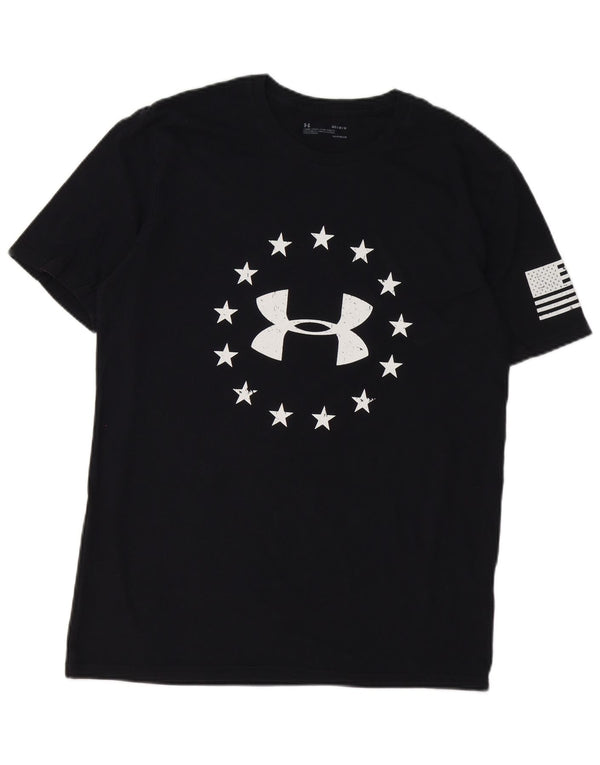 UNDER ARMOUR Herre Heat Gear Grafisk T-shirt Top Medium Sort Bomuld