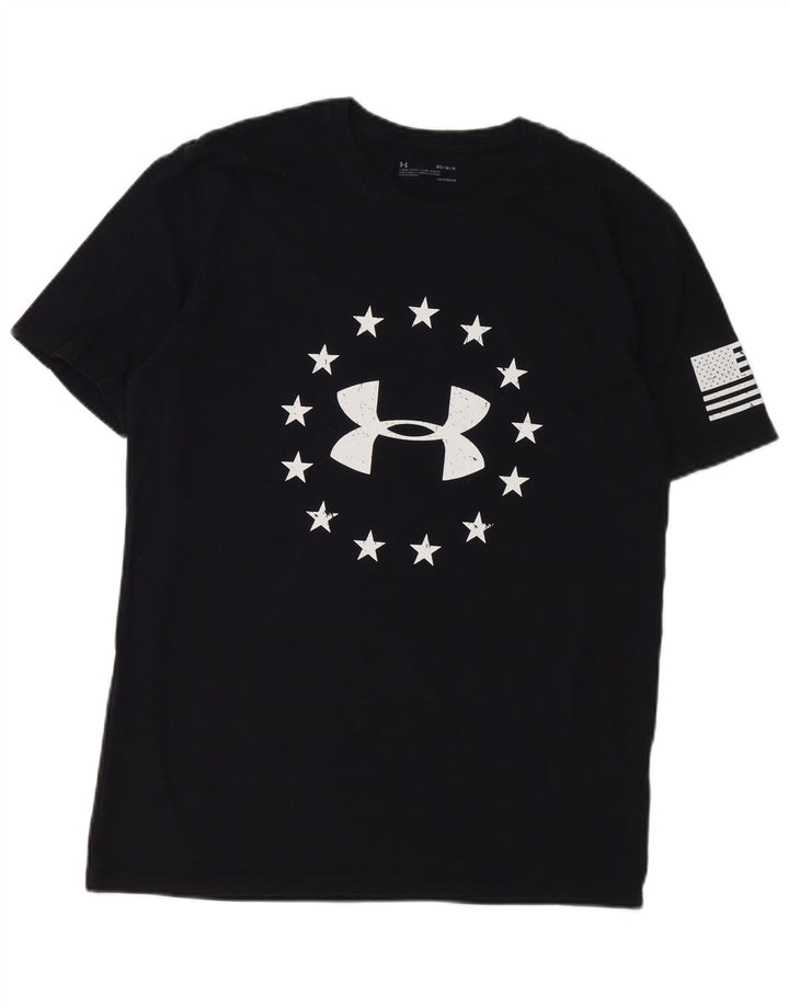 UNDER ARMOUR Herre Heat Gear Grafisk T-shirt Top Medium Sort Bomuld