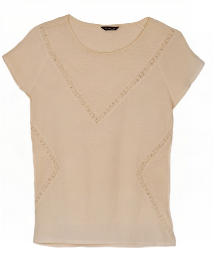 Massimo Dutti Dame Bluse Top UK 12 Medium White