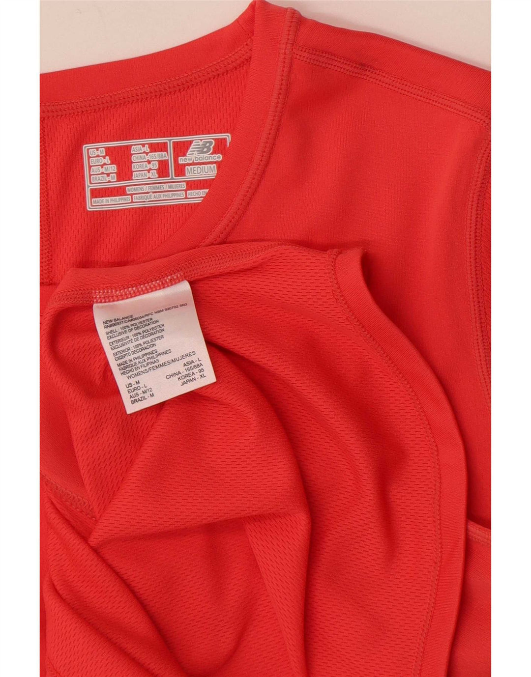 New Balance Dame T-Shirt Top UK 14 Stor Rød Polyester