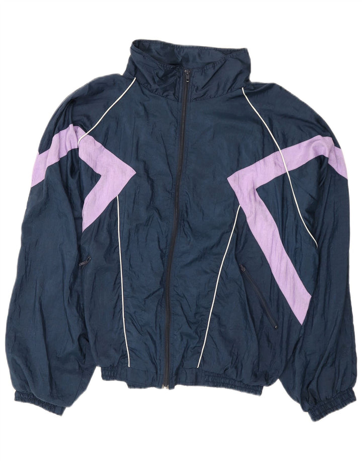VINTAGE Træningsdragt til mænd Topjakke XL Marineblå Colourblock Polyester