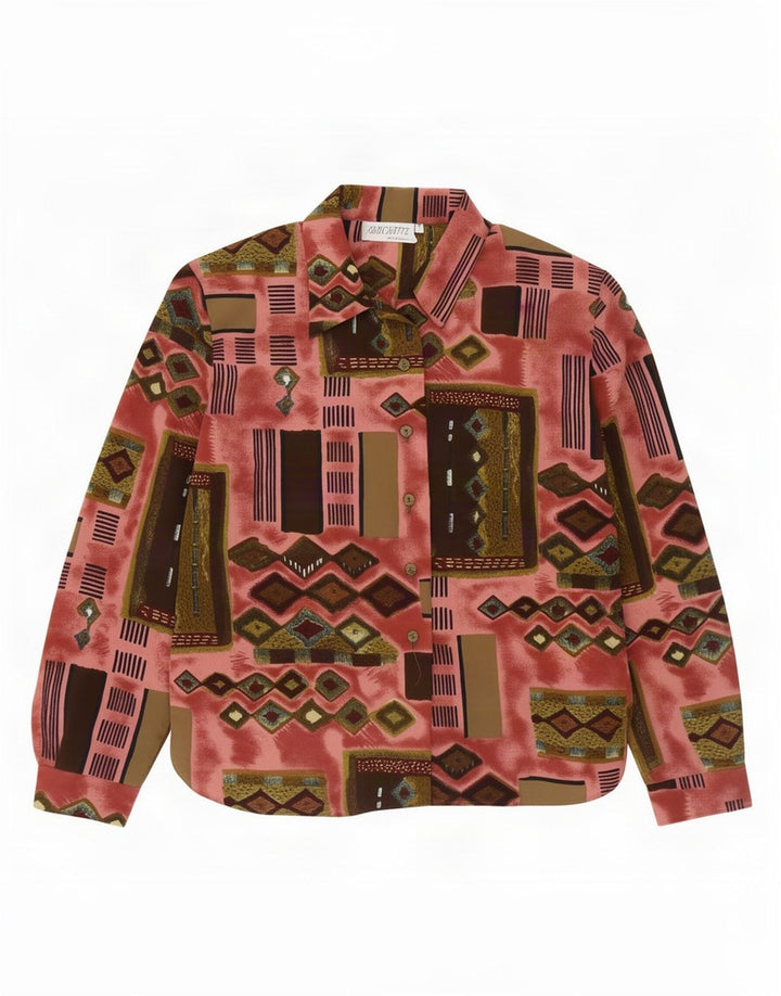 Silhouette Dame Shirt Bluse UK 16 Stor Flerfarvet Geometrisk