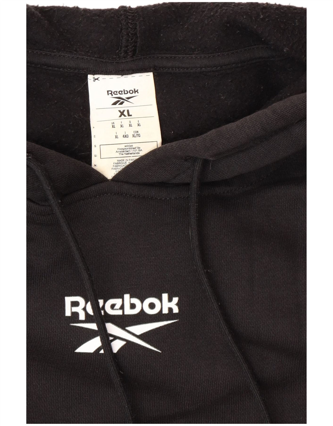REEBOK Grafisk hættetrøje til mænd XL sort bomuld