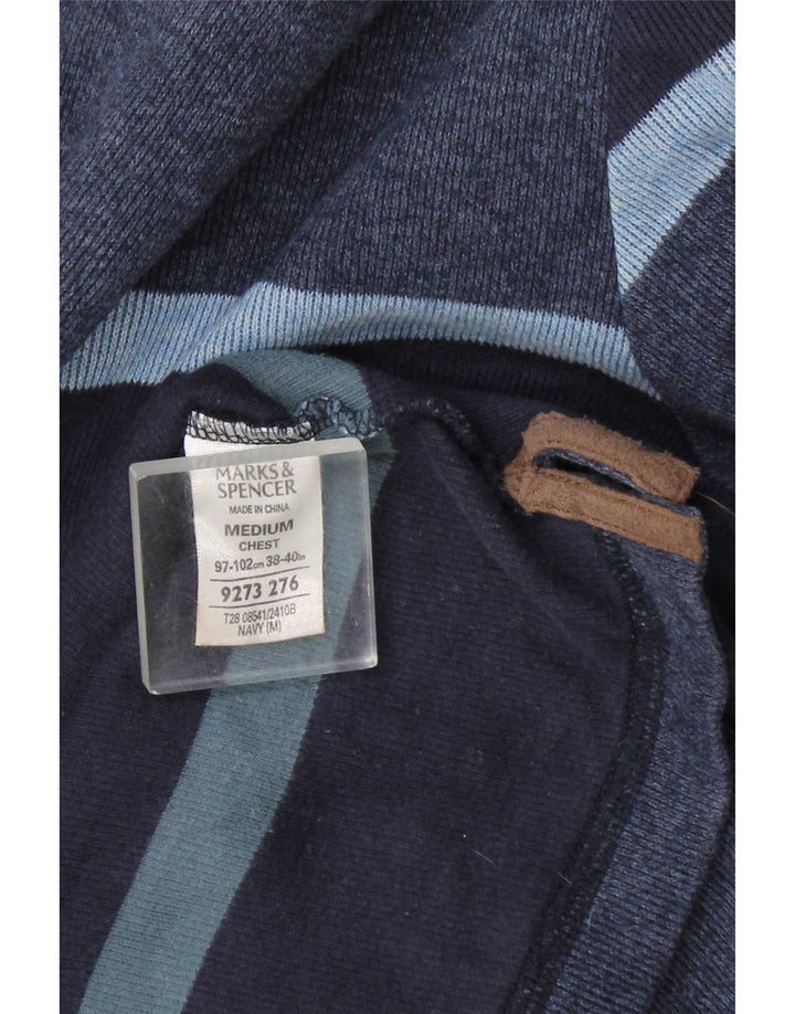 Marks & Spencer Langærmet Rugby Polo Shirt til mænd Medium Navyblå stribet