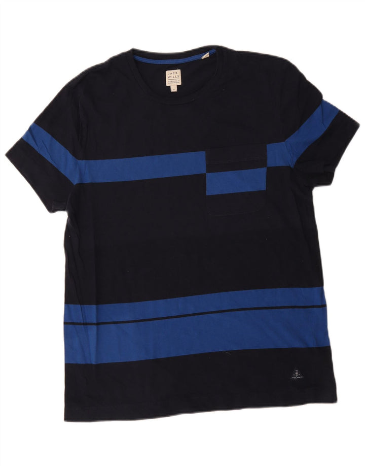 Jack Wills Herre T-shirt Top Medium Sort Colourblock Bomuld