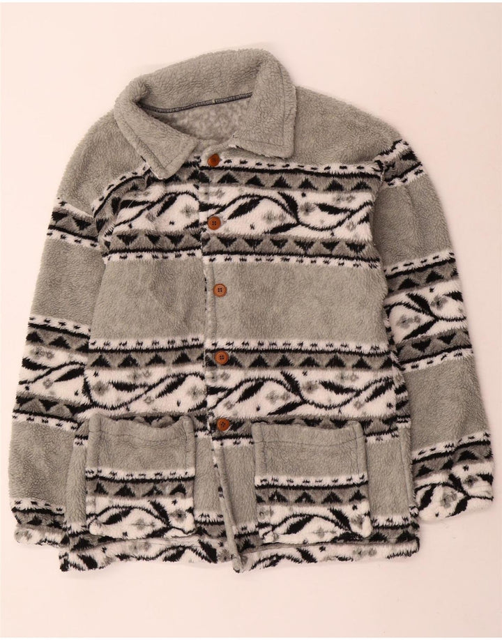 Vintage fleecejakke til mænd UK 38 Medium Grey Fair Isle