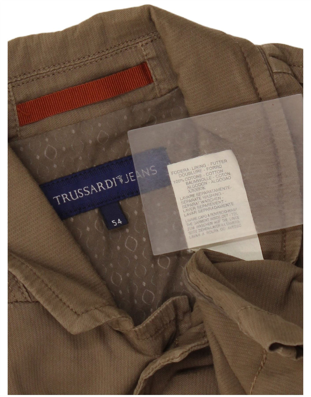 Trussardi Jeans Herre Utility Jacket IT 54 2XL Beige Bomuld