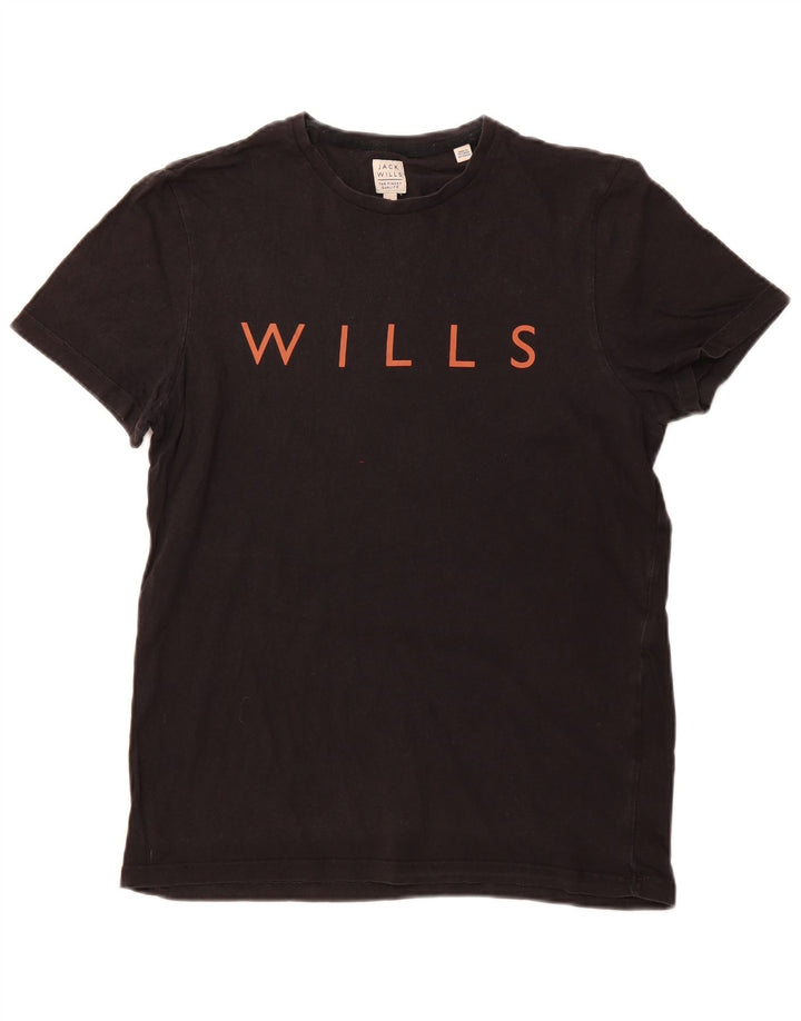 JACK WILLS Herre grafisk T-shirt Top Lille sort bomuld