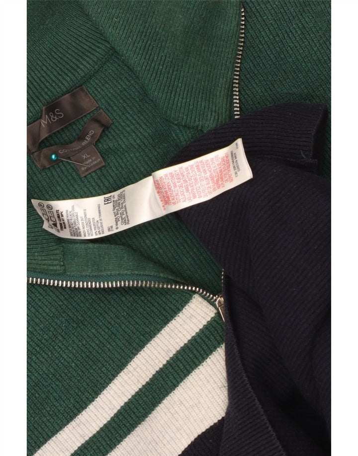 Marks & Spencer Herre sweater med lynlåshals XL Navy Blue Colourblock