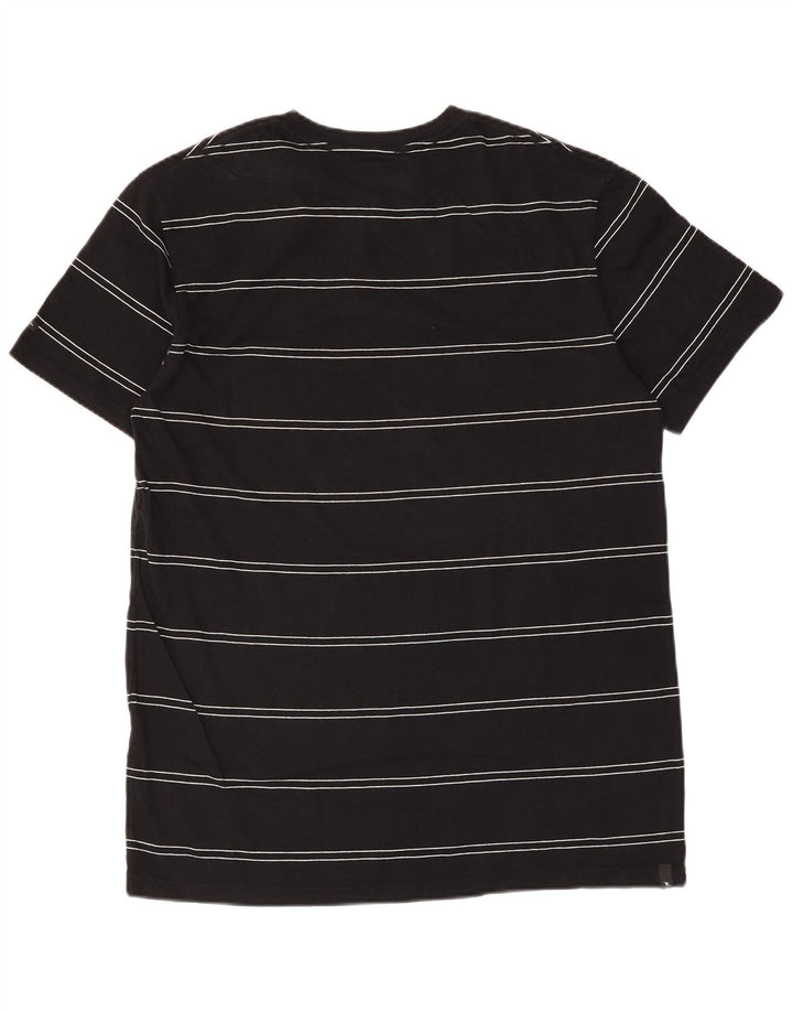 Rip Curl Herre Standard Fit T-Shirt Top Medium Sort Stribet Bomuld