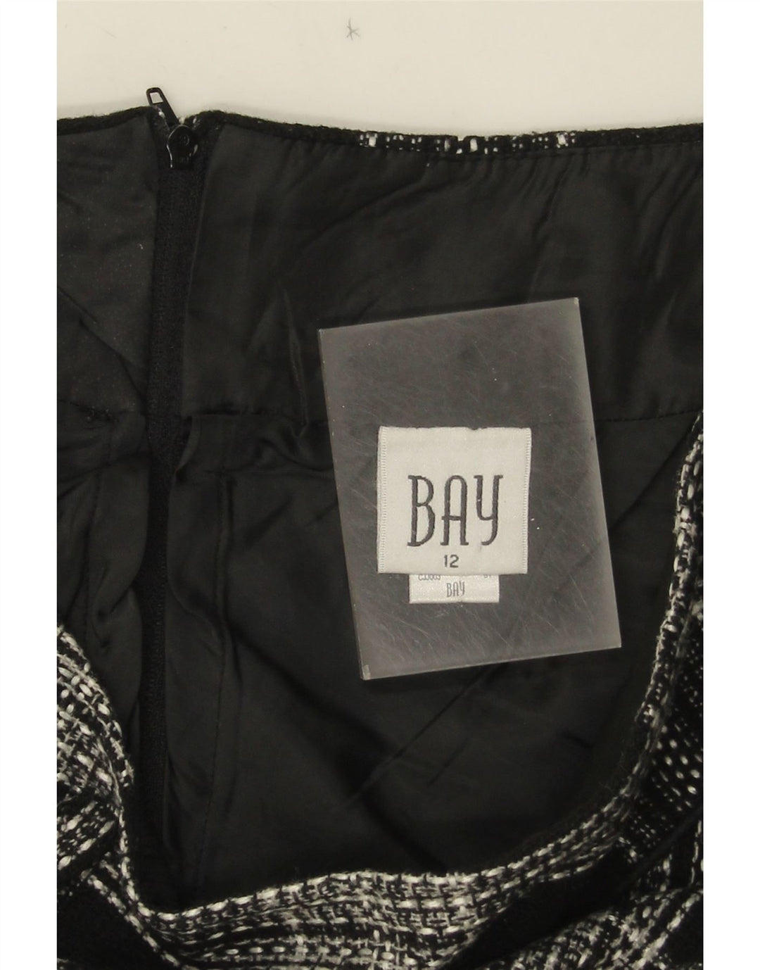 Bay Womens A-Line nederdel UK 12 Medium W30 Black Check Acryl
