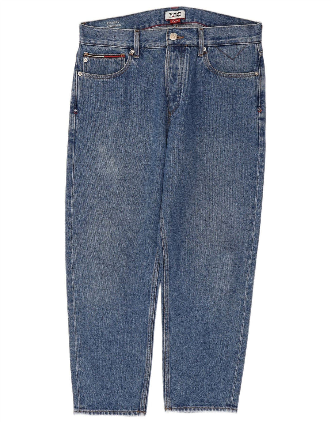TOMMY HILFIGER Herre Relaxed Fit Cropped Jeans W31 L25 Blå Bomuld