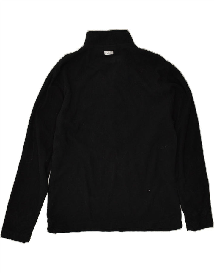 REEBOK Womens Zip Neck Fleece Jumper UK 14 Medium Black Polyester | Vintage Reebok | Thrift | Second-Hand Reebok | Used Clothing | Messina Hembry 