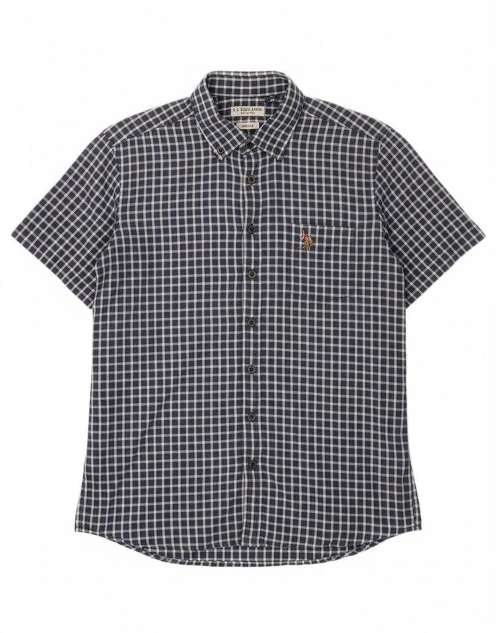 U.S. Polo Assn. Normal kortærmet skjorte til mænd Stor marineblå Gingham