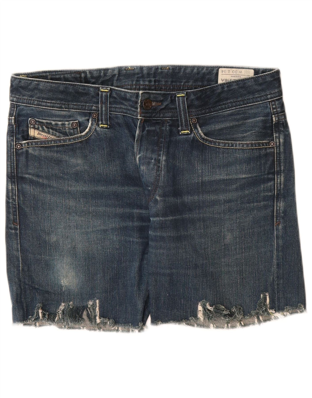 DIESEL Dame Viker Back Distressed Denim Shorts W30 Medium Blue Cotton