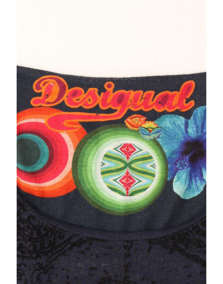 Desigual Kvinders Grafisk Langærmet Skiftskjole Medium Blue Floral Viscose