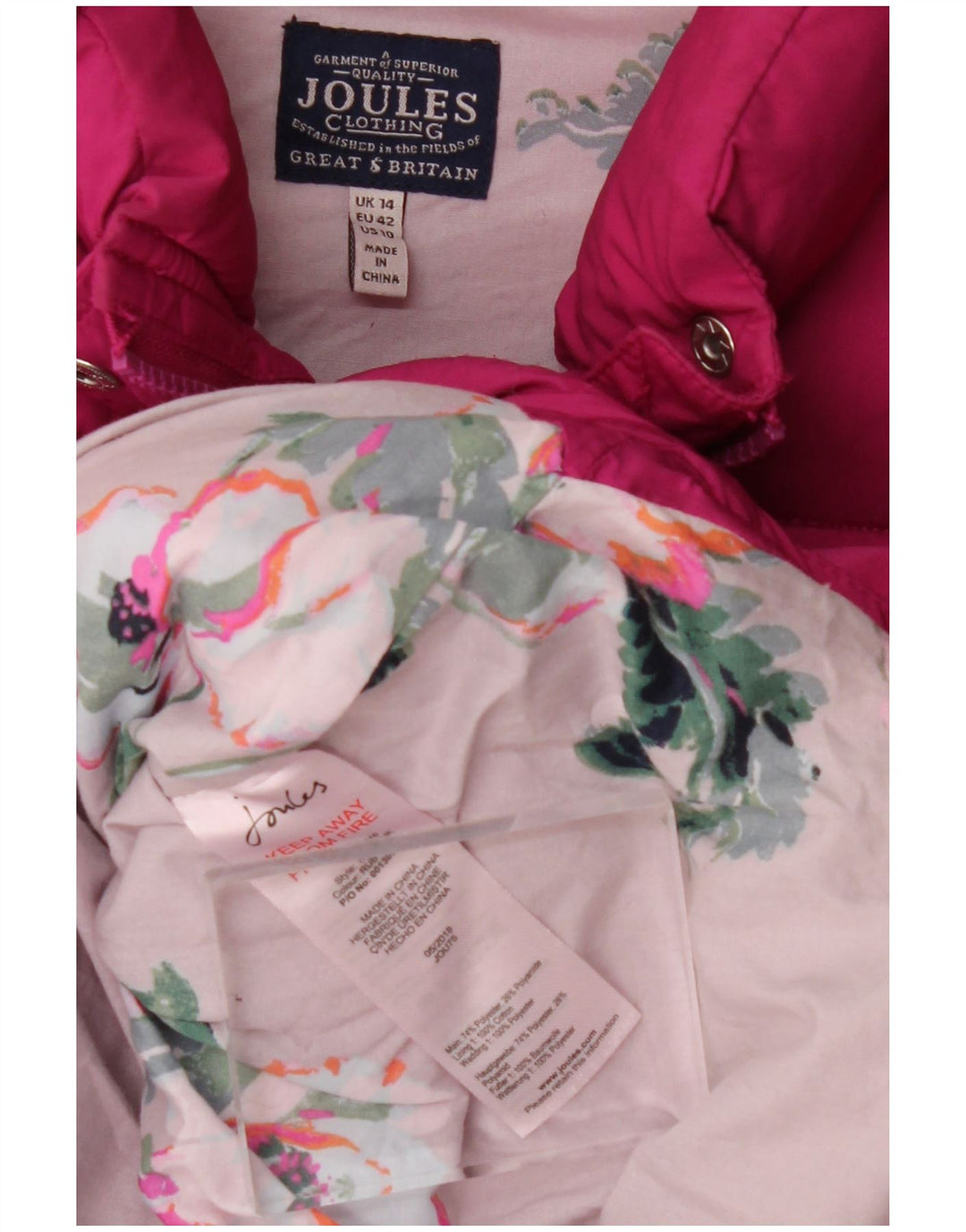 Joules Womens Polstret Gilet UK 14 Large Pink Polyester