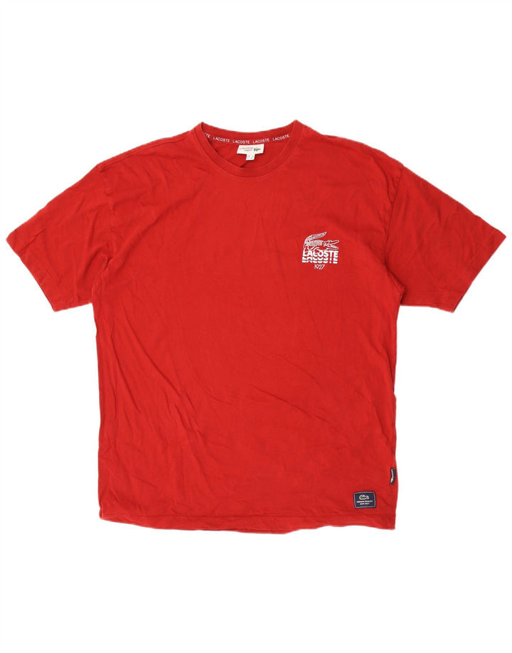 Lacoste Herre T-Shirt Top Størrelse 6 XL Rød Bomuld