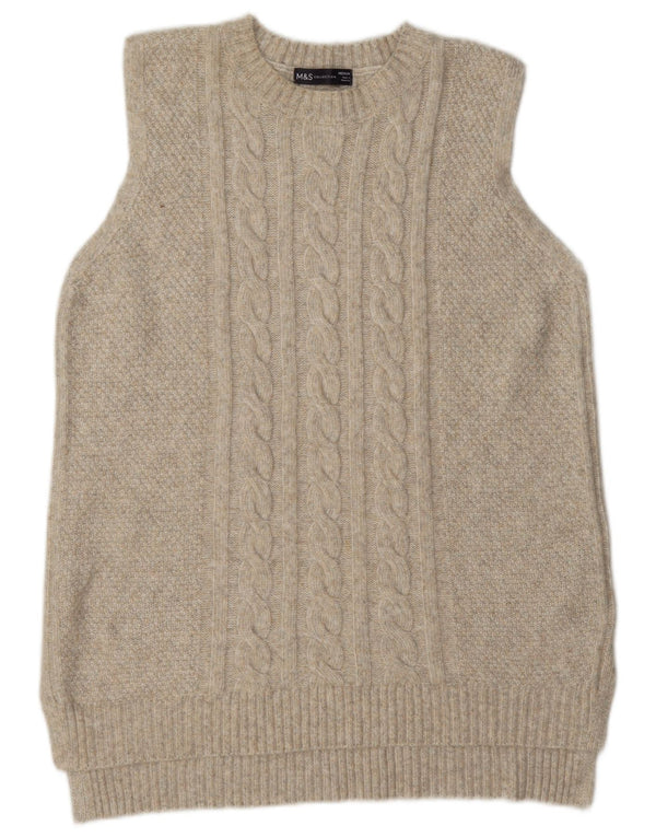 Marks & Spencer Dame Oversized Vest Tank Top UK 14 Medium Beige Polyester