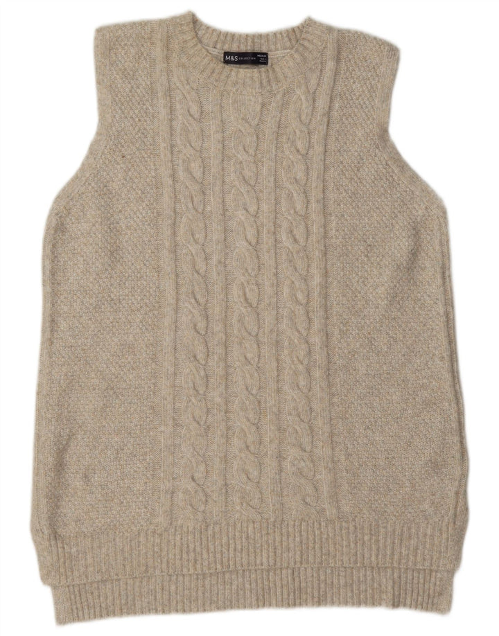 Marks & Spencer Dame Oversized Vest Tank Top UK 14 Medium Beige Polyester